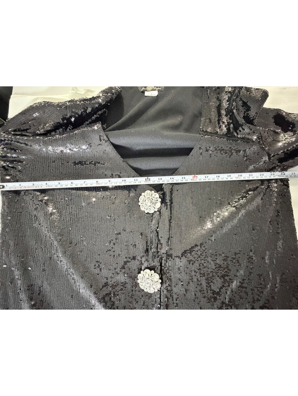 Joan Boyce Women's size XL Black Sequin Jacket with Large Rhinestone Buttons - Picture 10 of 16